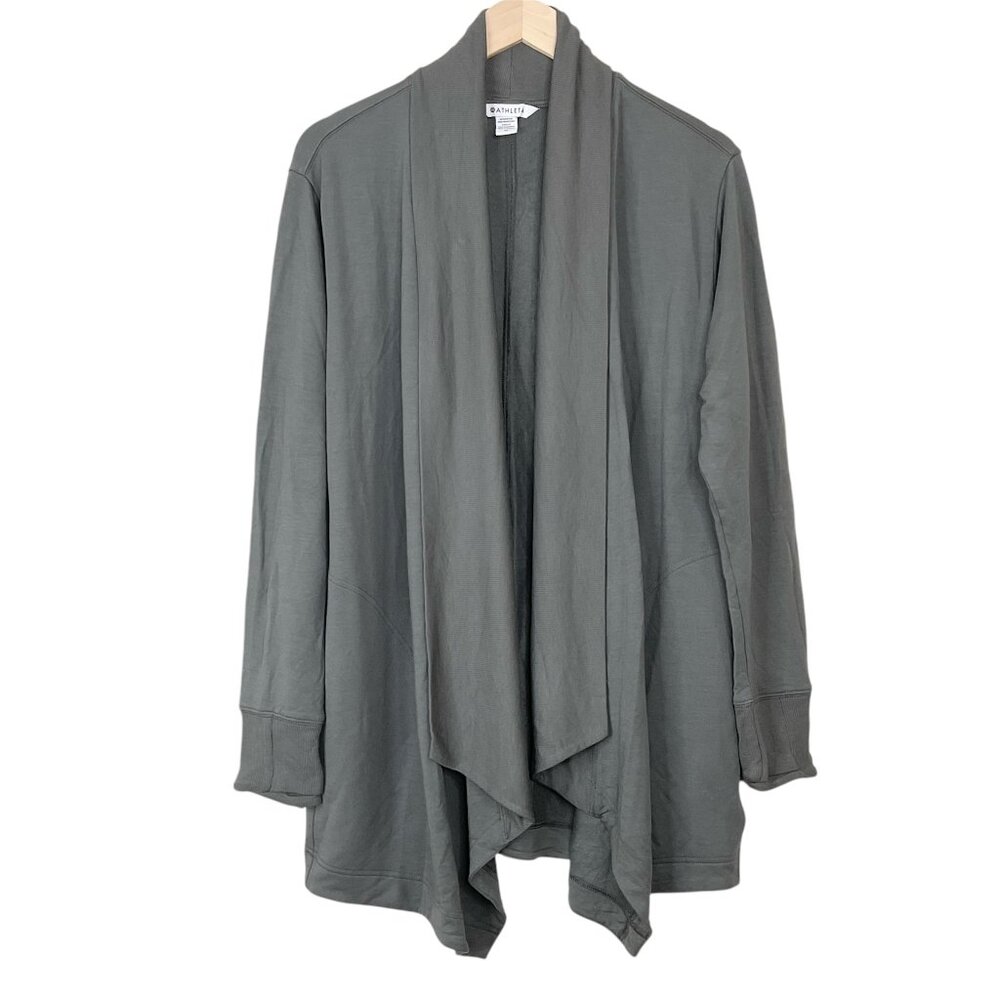 Athleta Pranayama Restore Wrap Cardigan Grayish Green Medium